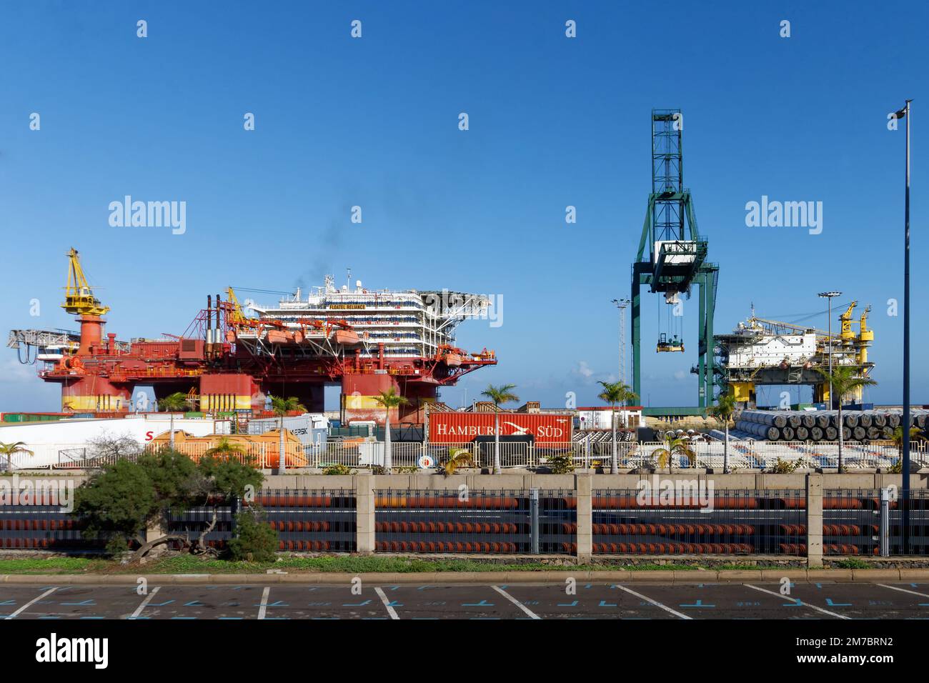 Commercial port in Santa Cruz de Tenerife, Spain. Stock Photo