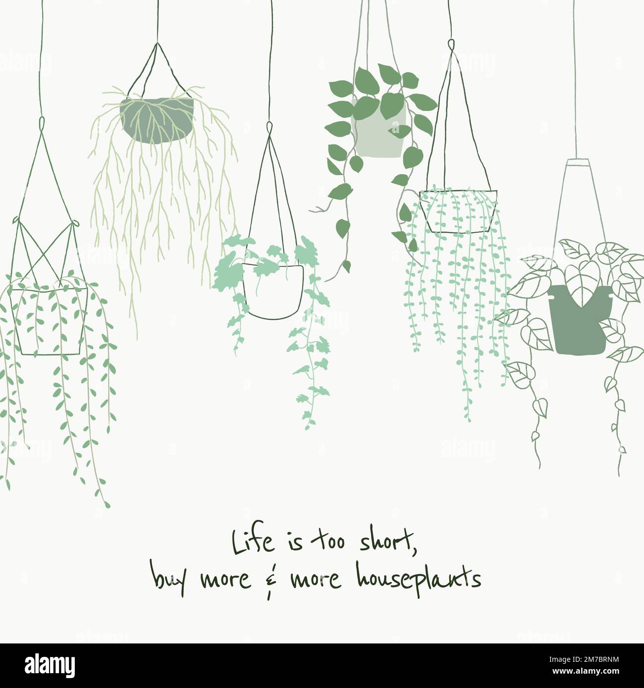 Cute plant lover quote template vector doodle for social media Stock
