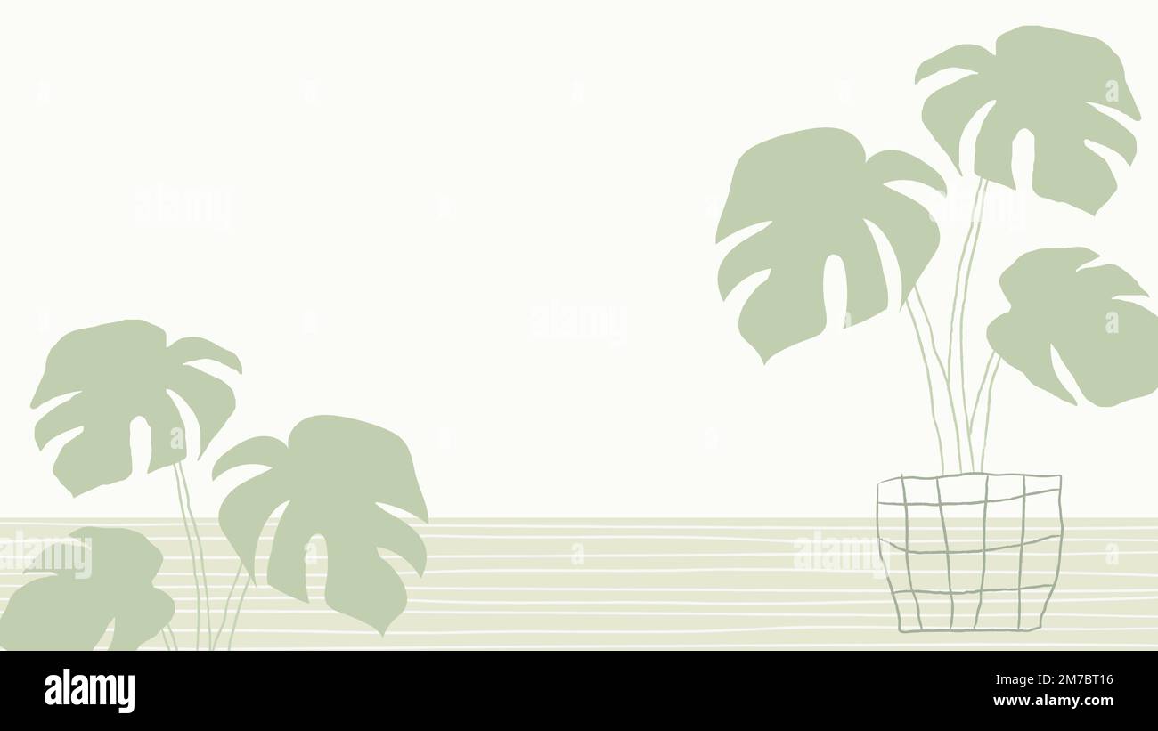 Green monstera plant vector background with blank space Stock Vector