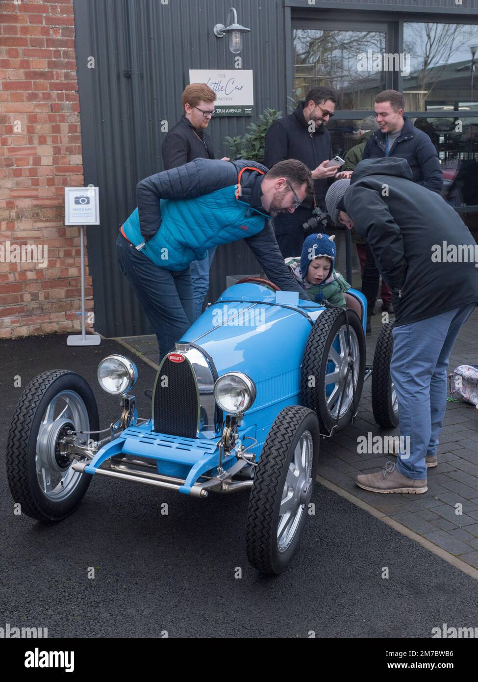 Little Car Company Bugatti Type 35 toy car at the Bicester Winter Scramble at Bicester heritage centre Oxfordshire UK Stock Photo