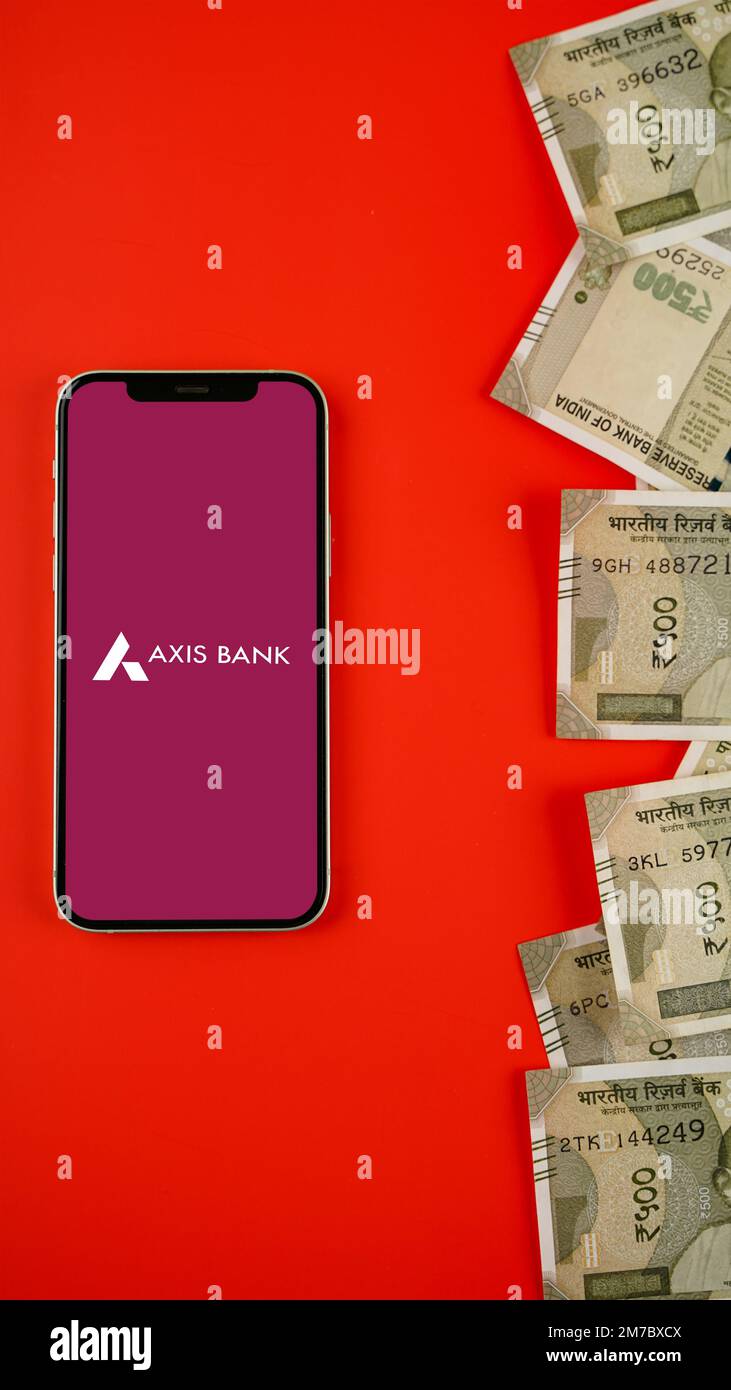Axis Bank on mobile phone screen, isolated background Stock Photo - Alamy