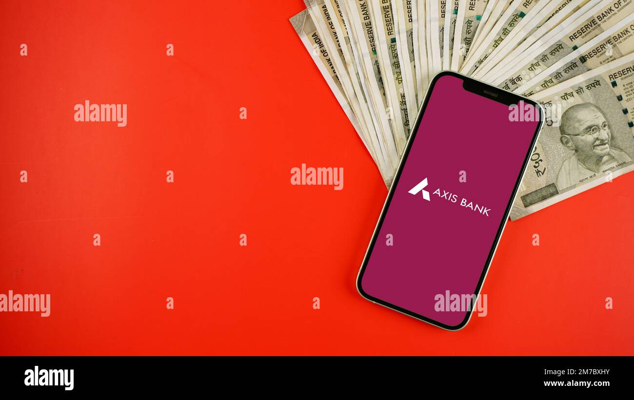 Axis Bank on mobile phone screen, isolated background Stock Photo - Alamy