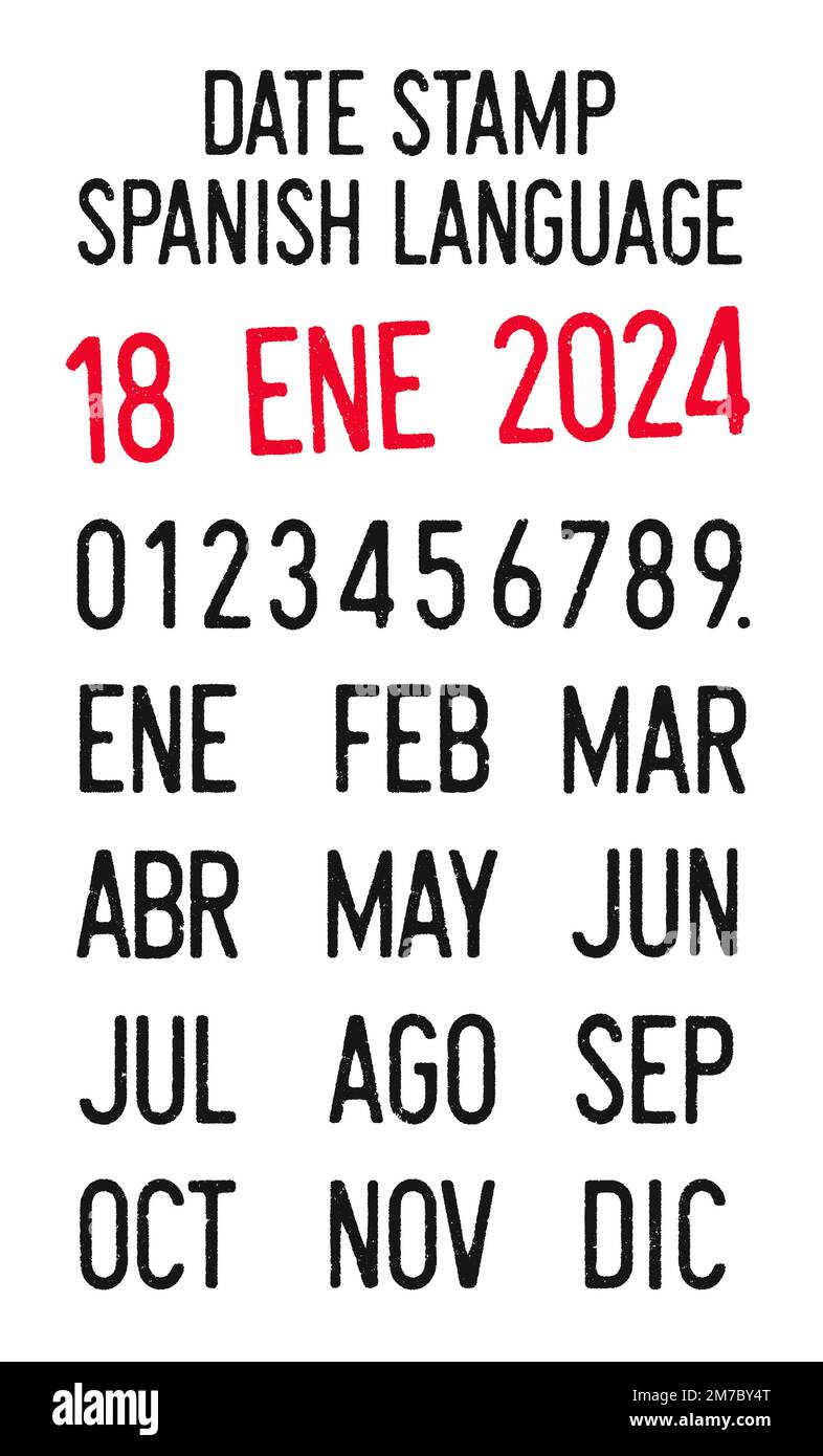 Vector illustration of editable dates stamps in Spanish language (days