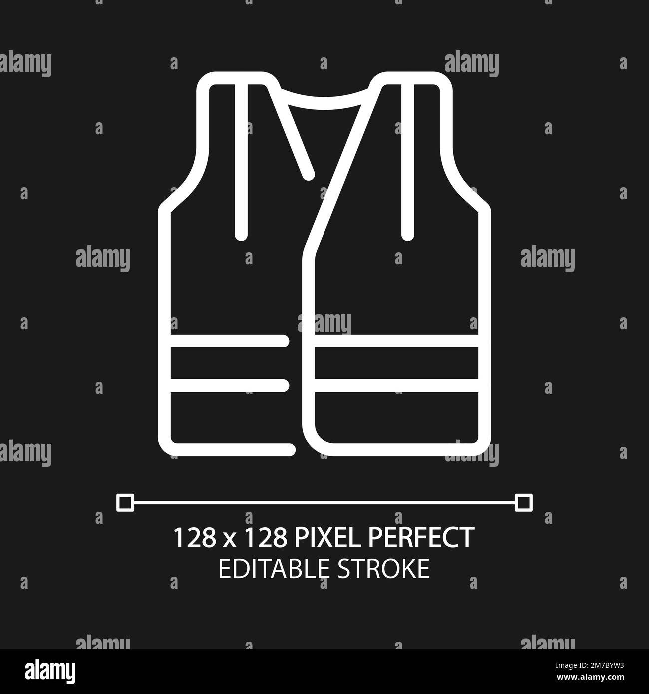Reflective vest pixel perfect white linear icon for dark theme Stock Vector