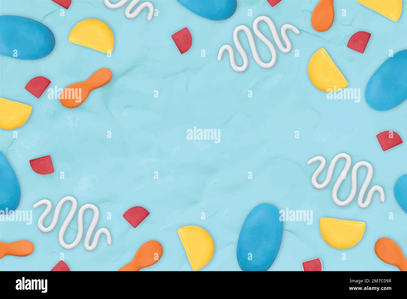 Kids clay patterned frame vector on blue textured background creative craft for kids Stock Vector