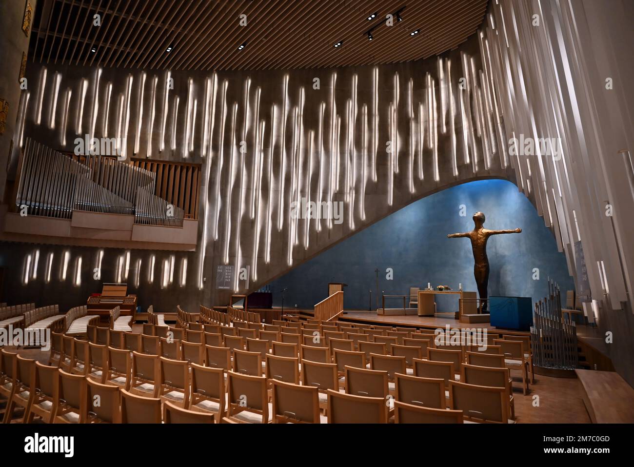 Inside the northern lights cathedral in the town of Alta, norvegian Lapland. Stock Photo