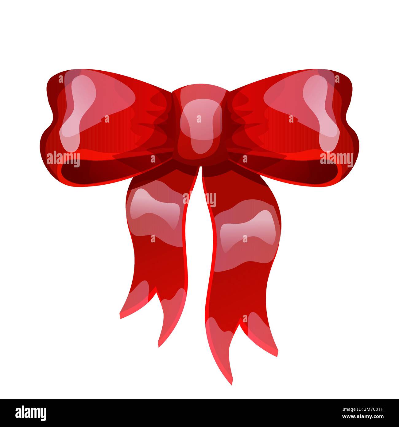 Red ribbon bright for present decoration in cartoon style isolated on