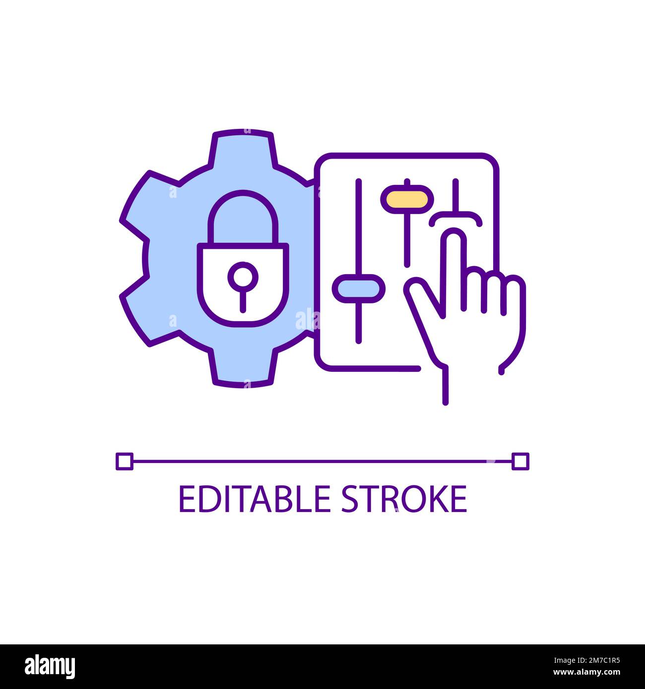 Data security settings RGB color icon Stock Vector
