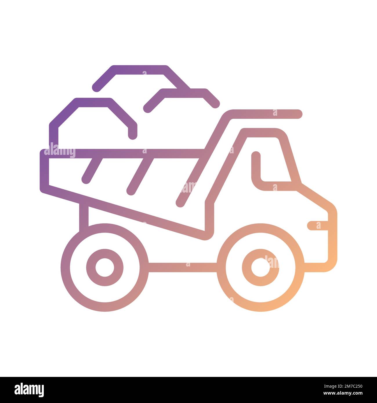 Dump truck pixel perfect gradient linear vector icon Stock Vector