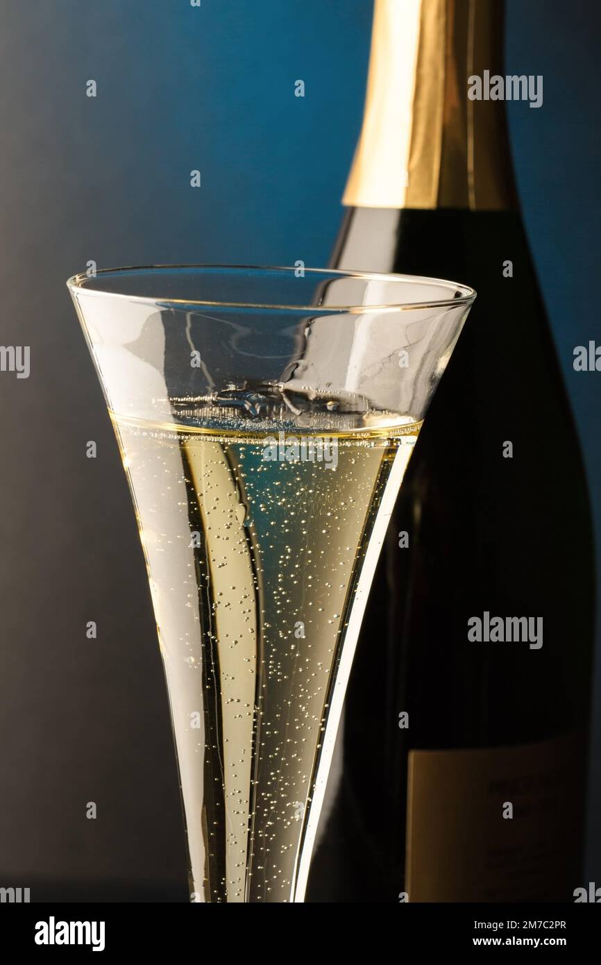 champagne glass with champagne bottle Stock Photo