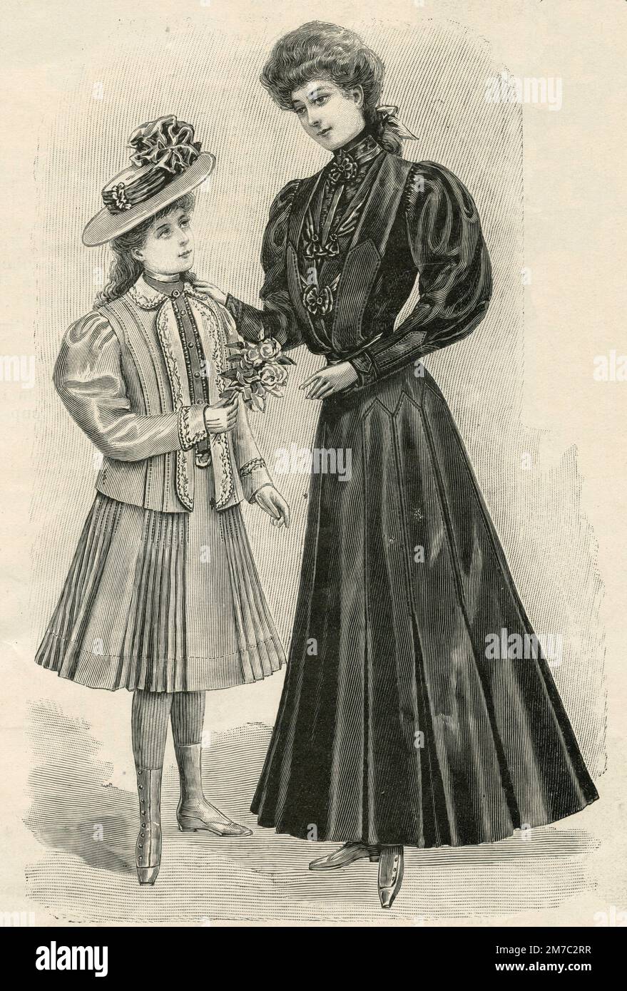 Illustration of women clothes fashion and style from vintage