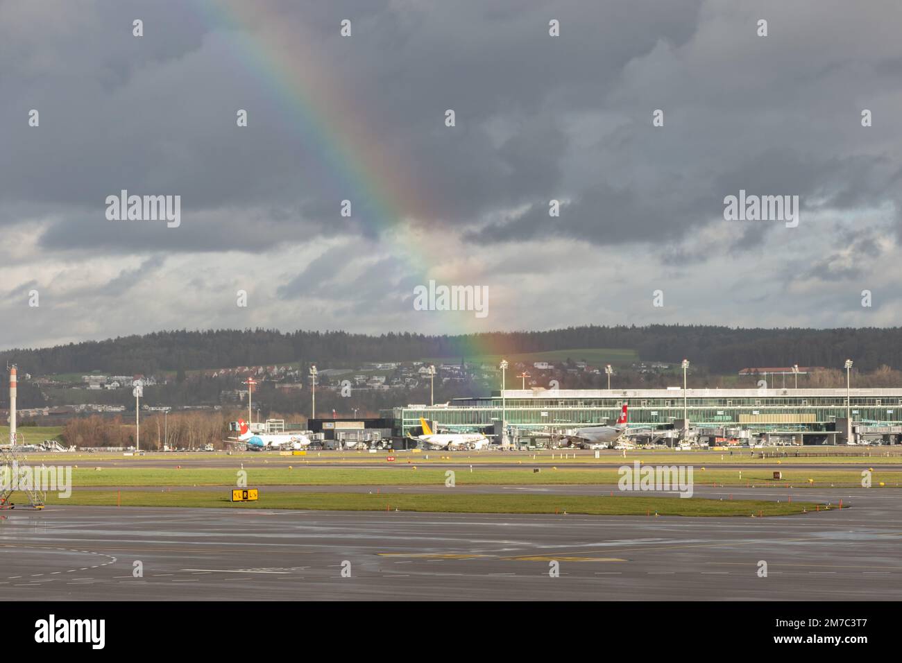 Zurich, Switzerland, December 23, 2022 Colorful rainbow is appearing