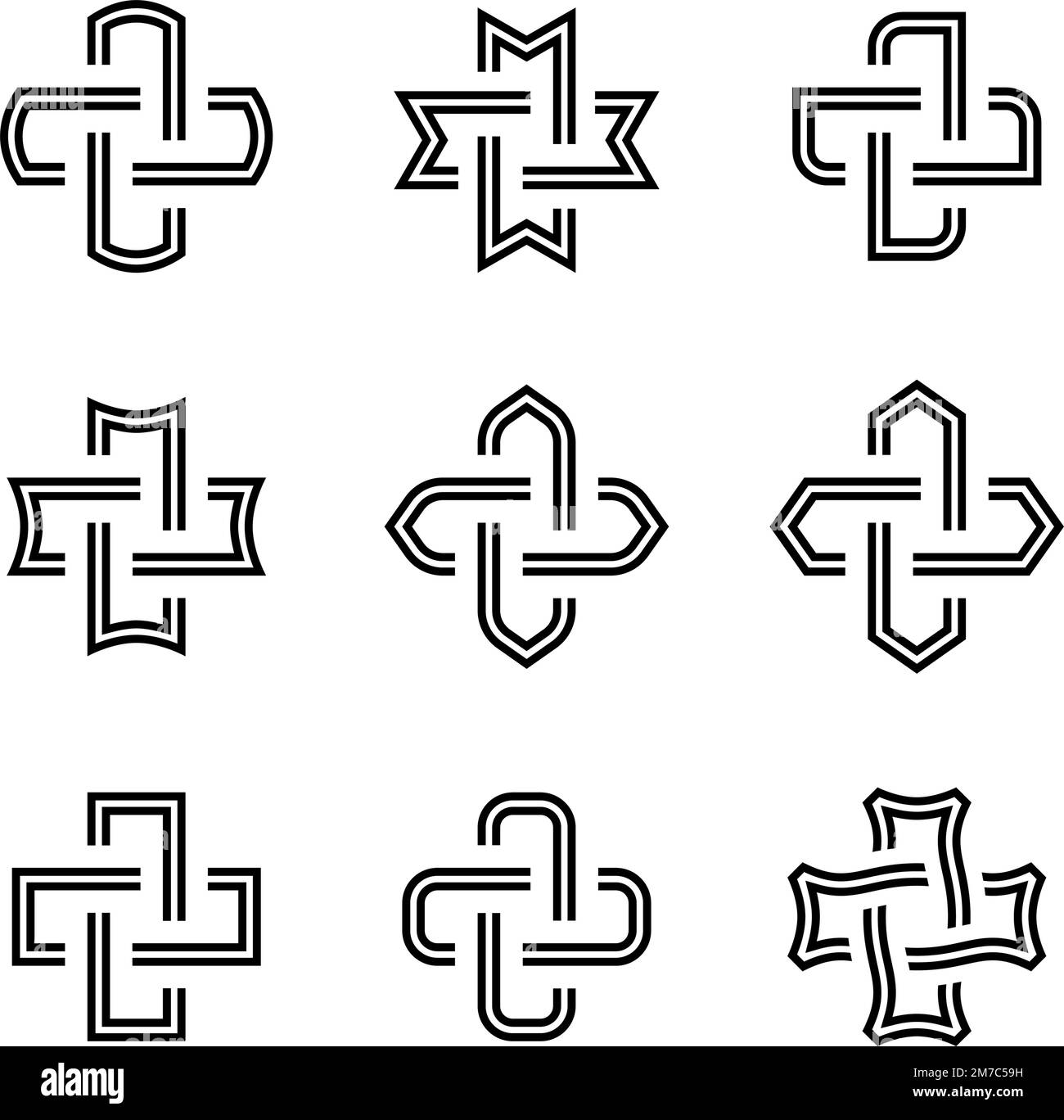 Set of Icons for Business Cards. Complex Geometric Contemporary ...