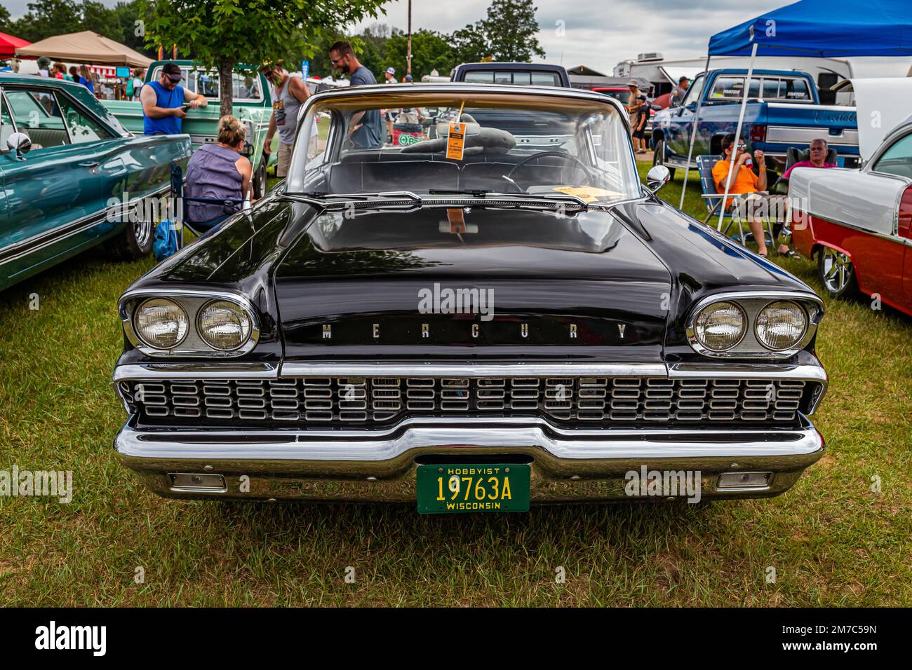 Iola, WI July 07, 2022 High perspective front view of a 1959 Mercury