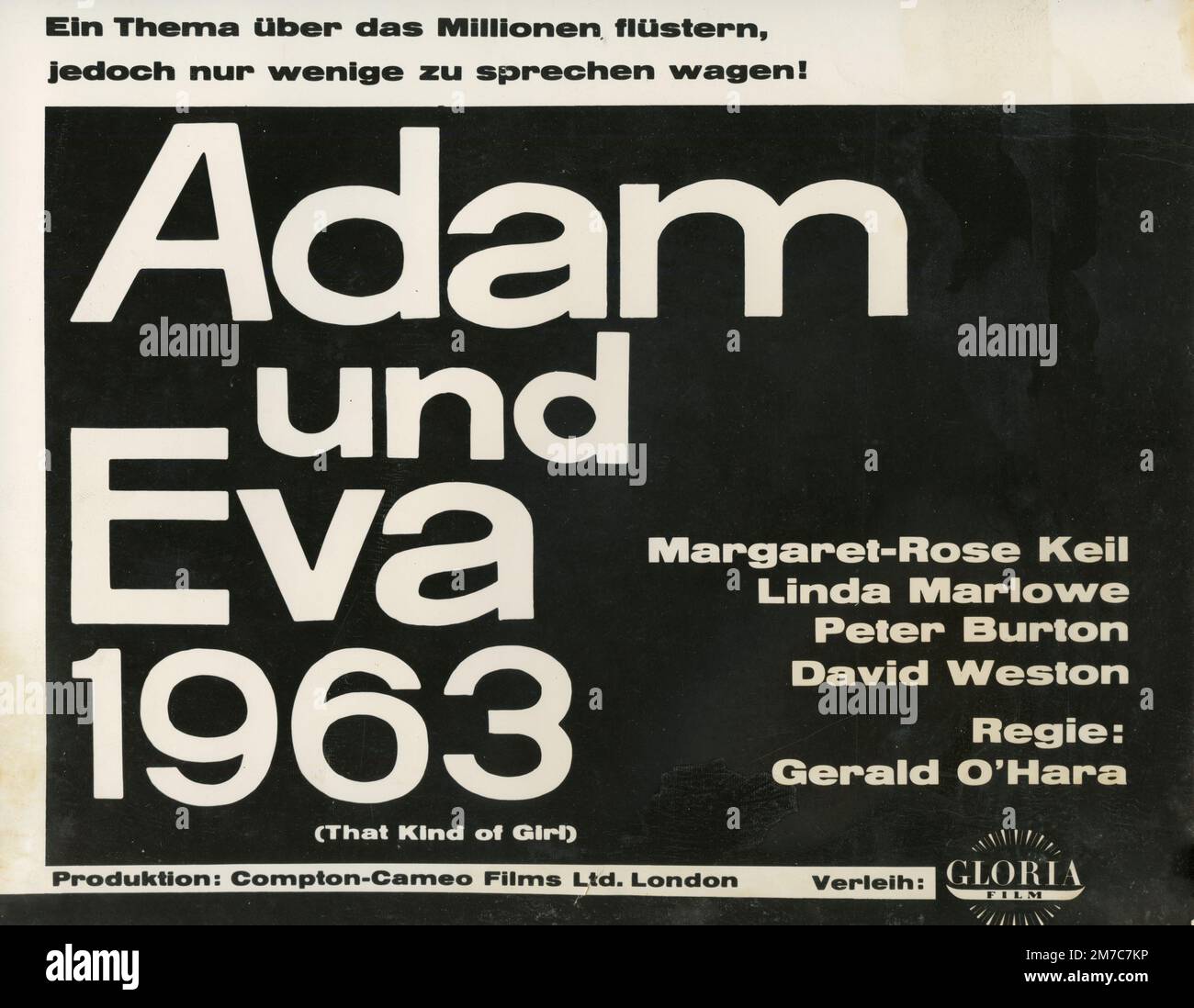 Presentation cover of the movie That Kind of Girl, German version Adam und Eva, UK 1963 Stock Photo