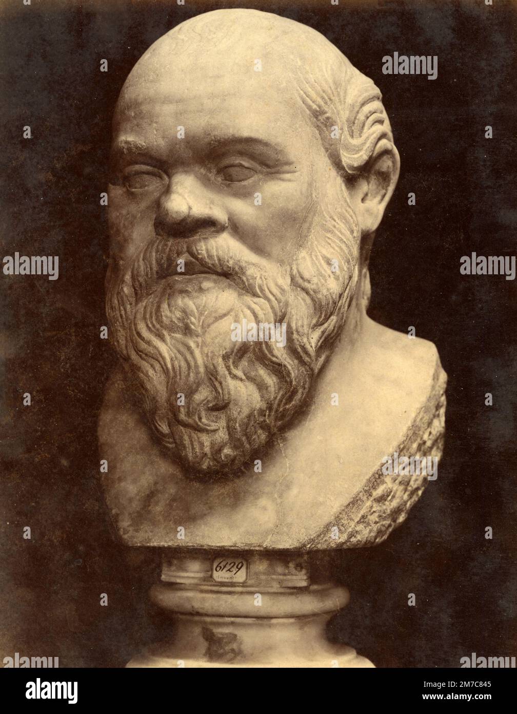 Socrates, Greek philosopher marble bust, Greek sculpture, albumen print
