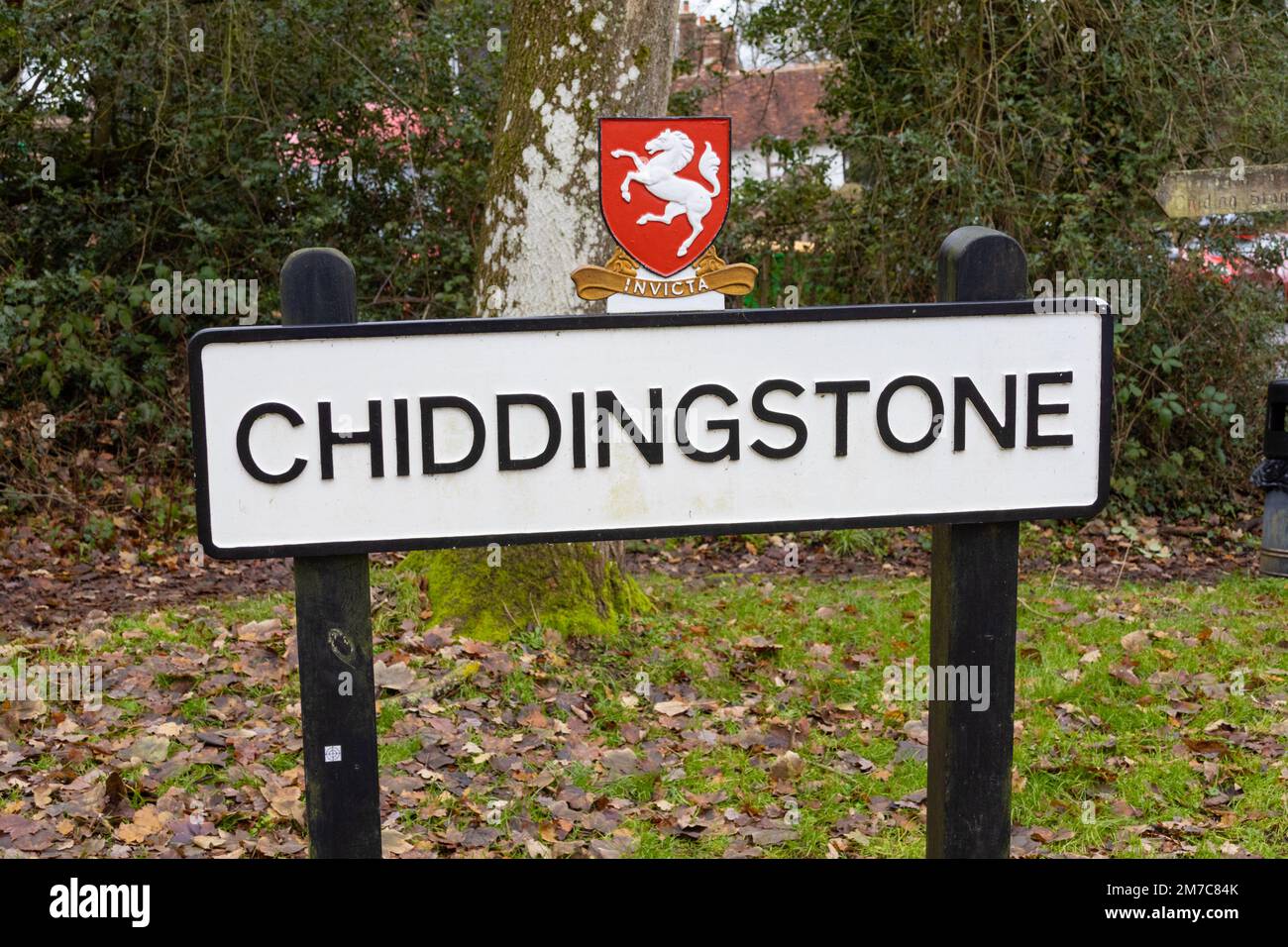 Sign for Chiddingstone village, kent, uk Stock Photo