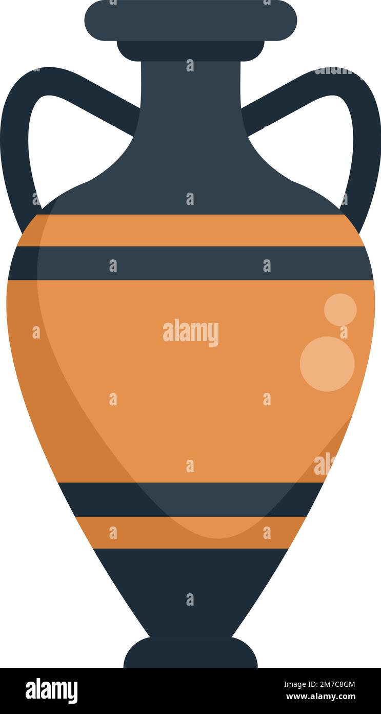 Amphora vessel icon flat vector. Ancient vase. Wine old isolated Stock