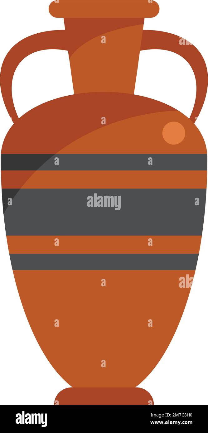 Clay amphora icon flat vector. Greek pot. Old pottery isolated Stock ...