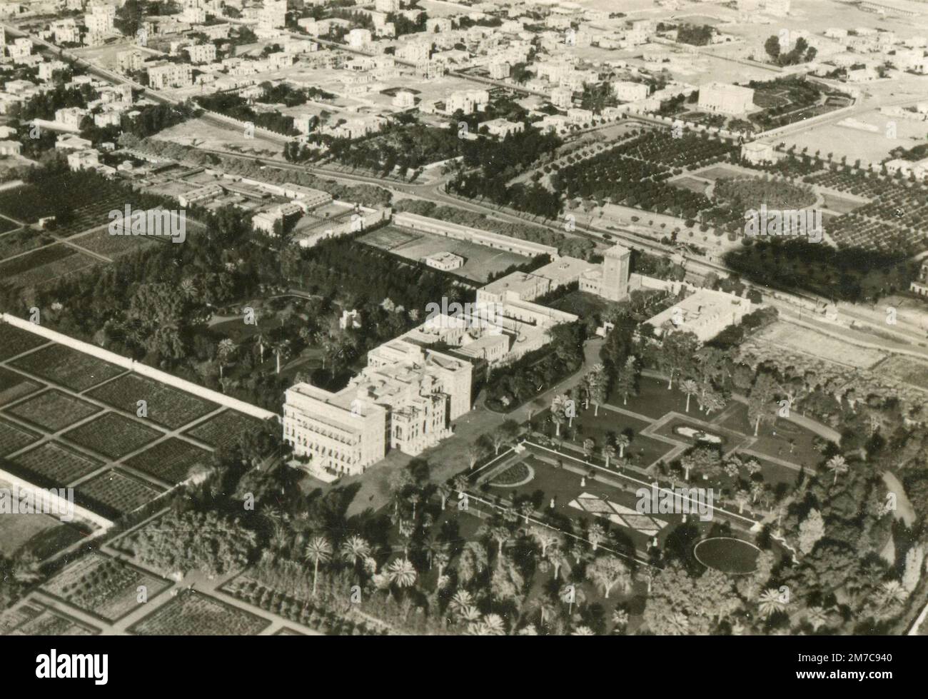 Aerial view of King Fuad's Palace in Cairo, Egypt 1900s Stock Photo