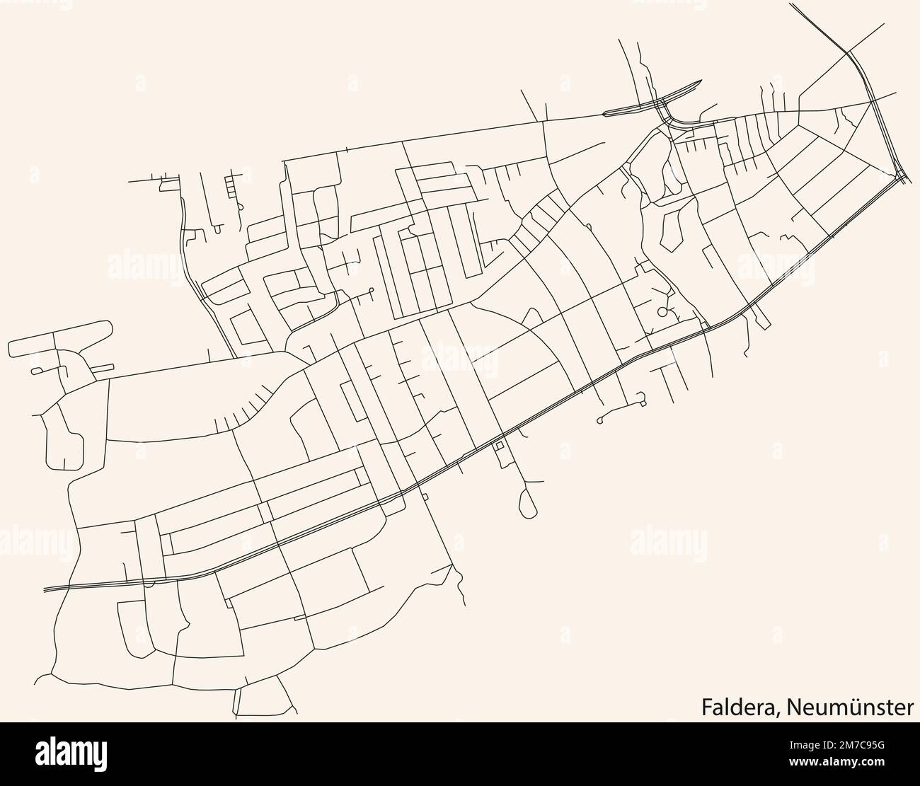 Street roads map of the FALDERA QUARTER, NEUMÜNSTER Stock Vector Image ...