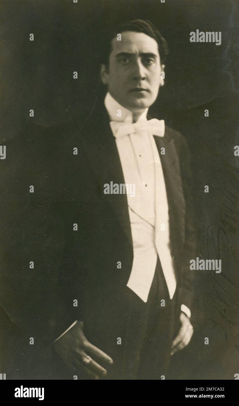 Portrait of Italian silent film actor Mario Bonnard, 1920s Stock Photo