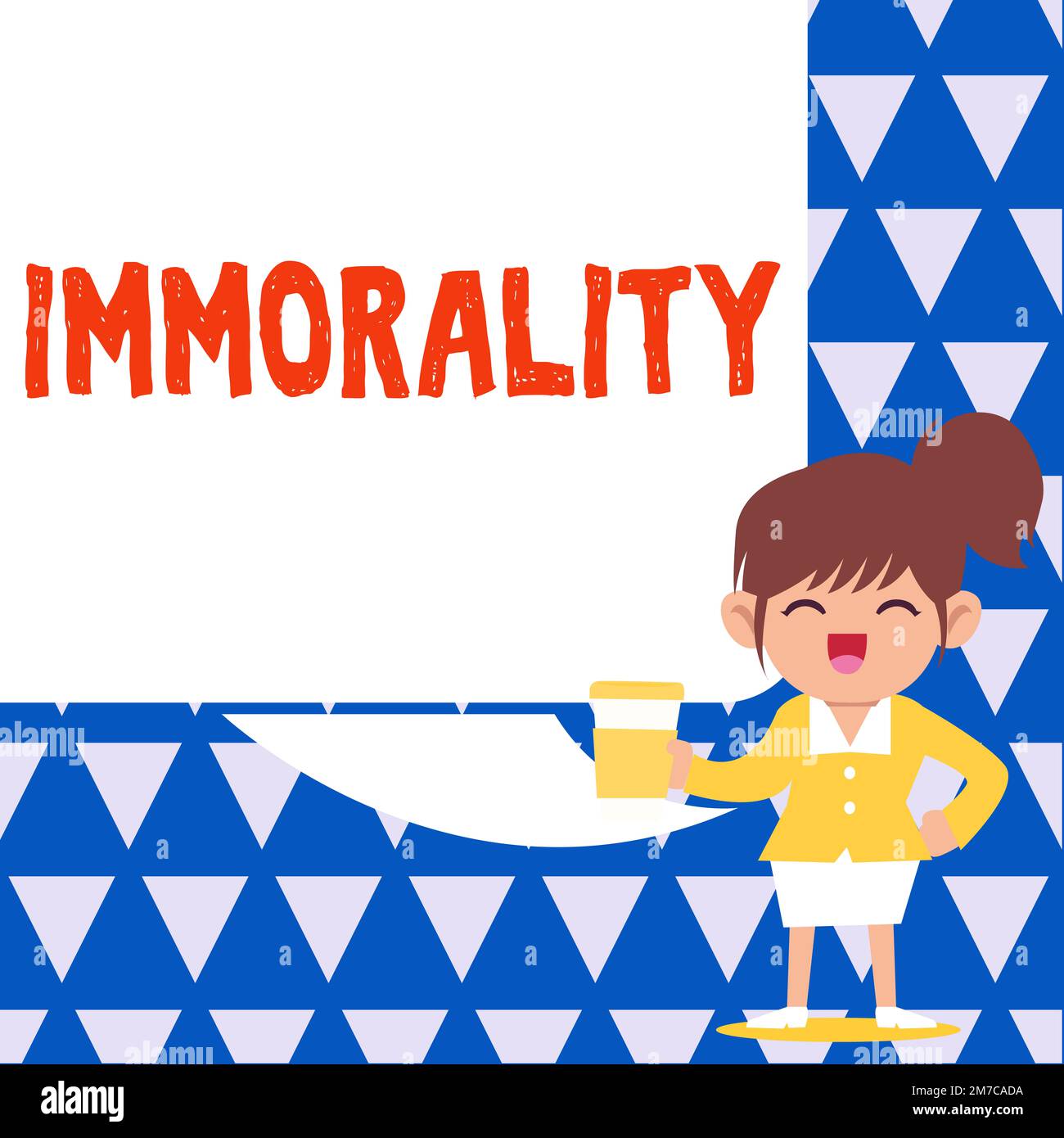 Sign displaying Immorality. Word Written on the state or quality of being immoral, wickedness Stock Photo