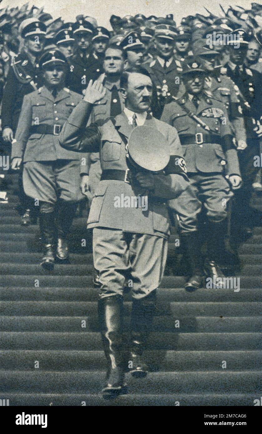 German dictator Adolf Hitler with other officers of the Nazi Party, Berlin, Germany 1935 Stock Photo