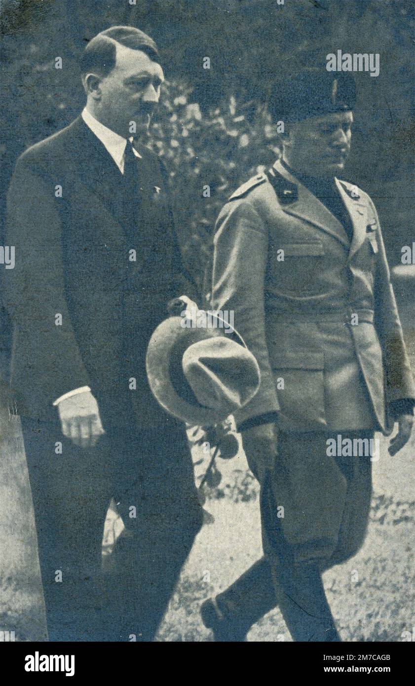 German dictator Adolf Hitler and Italian dictator Benito Mussolini in Venice, Italy 1934 Stock Photo