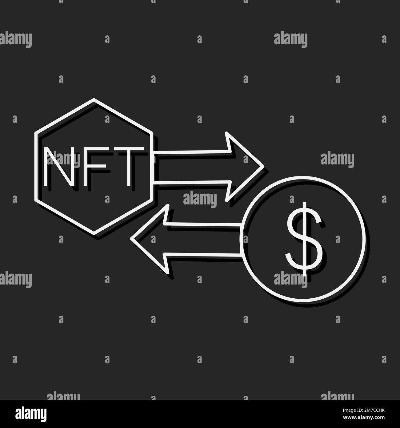 NFT coin line icon, unique token and blockchain, non fungible token vector icon, vector graphics, editable stroke outline sign, eps 10 Stock Vector