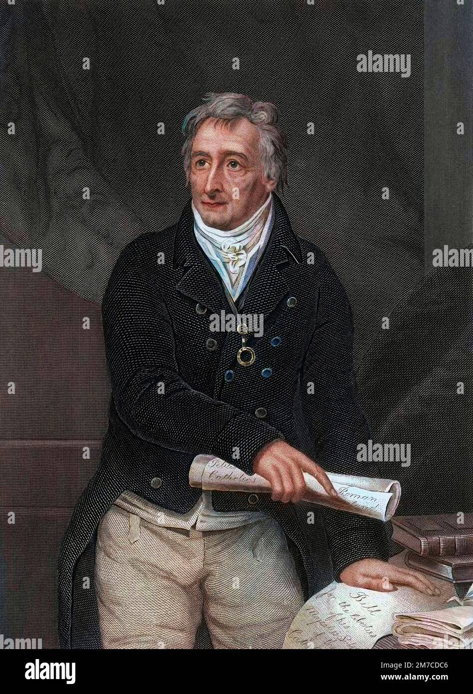 Portrait de Henry Grattan (1746-1820), homme politique irlandais. Gravure d'apres le tableau de Alexander Pope Stock Photo