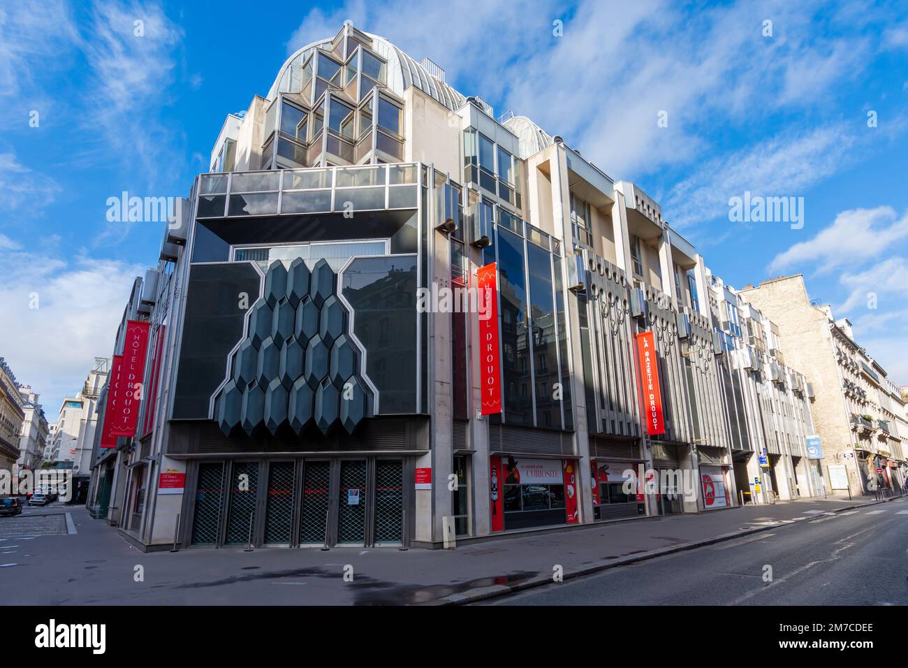 Exterior view of the building of the Hôtel des Ventes Drouot, a French company specializing in auctions and in the art market in Paris, France Stock Photo