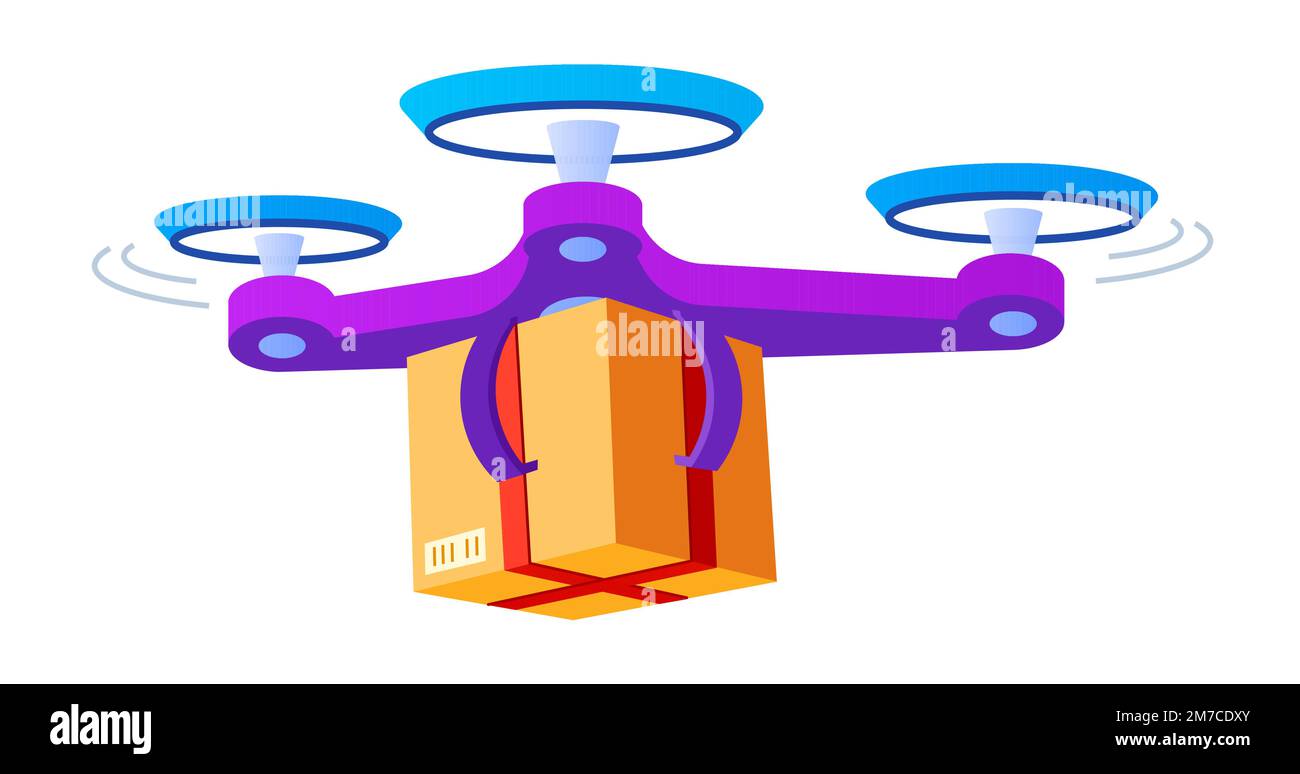 Drone delivery - modern flat design style single isolated image Stock Vector