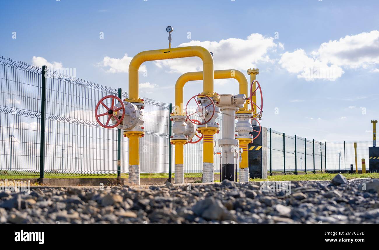 Natural gas, earth gas transmission line, valves and yellow gas