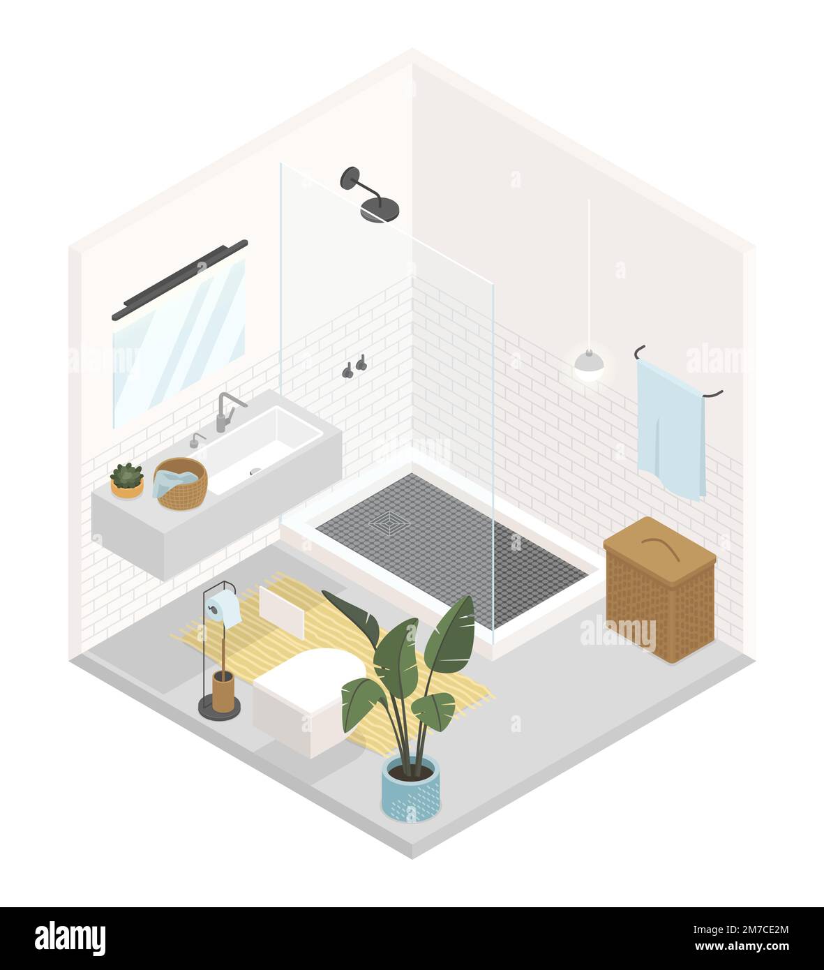 Minimalist bathroom - modern vector colorful isometric illustration ...