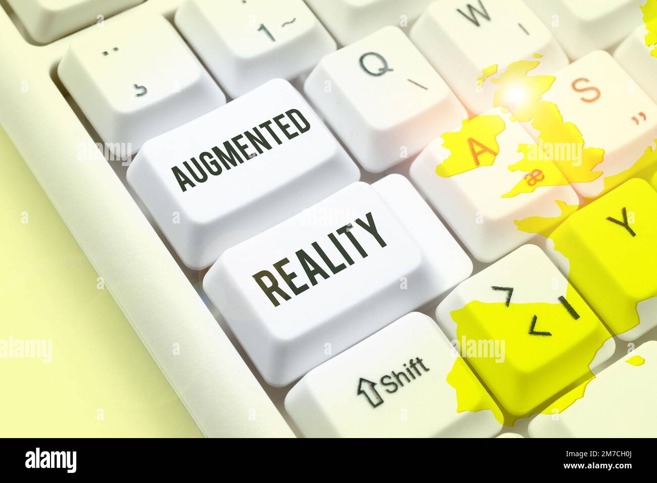 Hand writing sign Augmented Reality. Concept meaning technology that ...