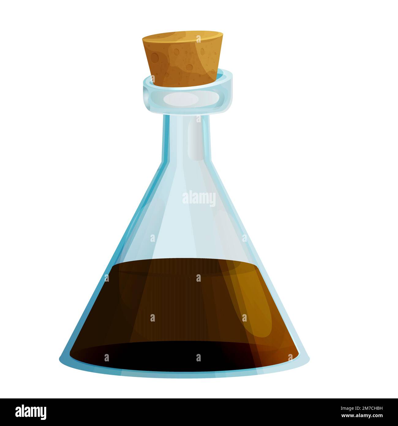 Soy sauce glass bottle in cartoon style isolated on white background