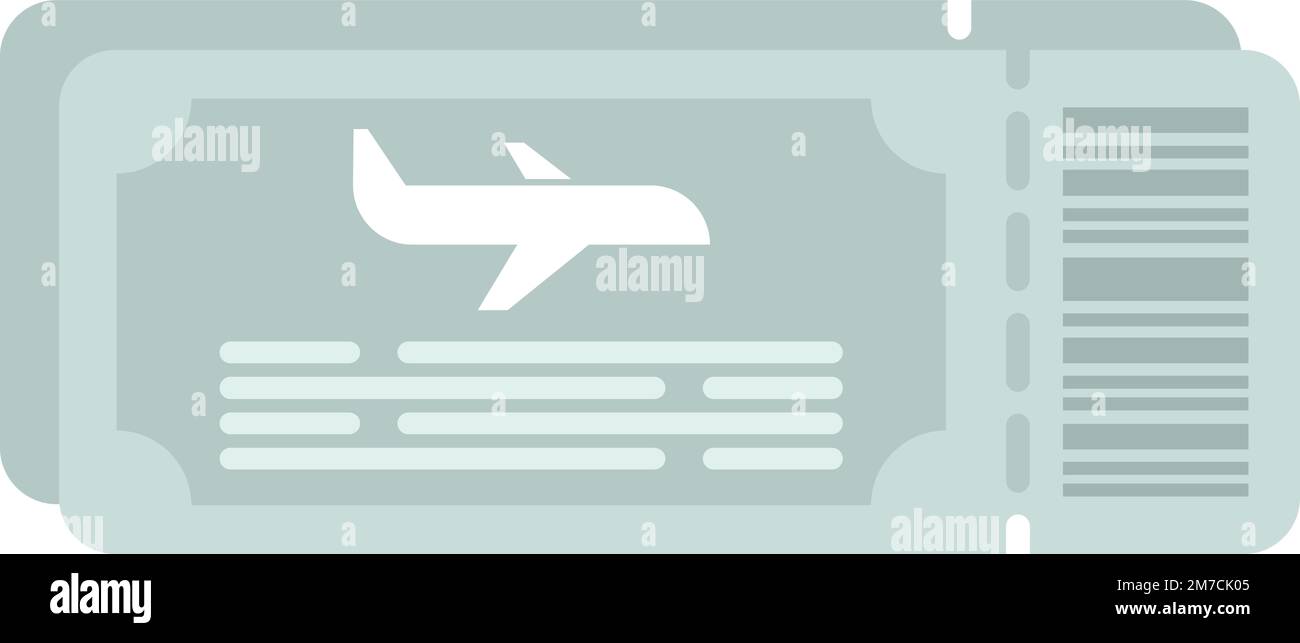 Airplane ticket icon flat vector. Plane travel. Travel traffic isolated Stock Vector