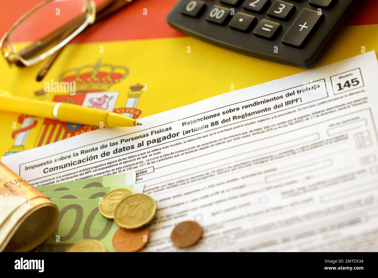 KYIV, UKRAINE MAY 4, 2022 Modelo 145 spanish tax form dedicated to