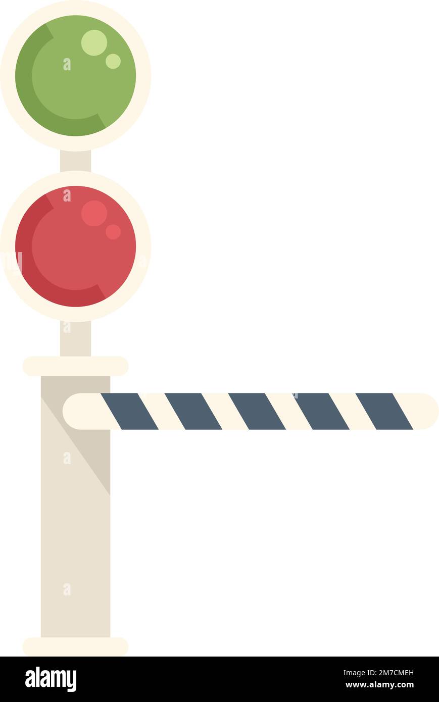 Traffic lights barrier icon flat vector. Train road. Closed railway ...
