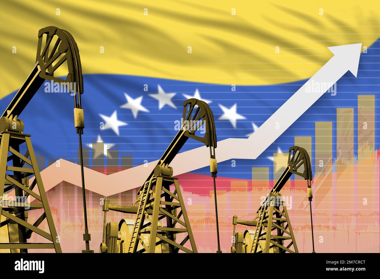 Venezuela oil industry concept, industrial illustration - rising up ...