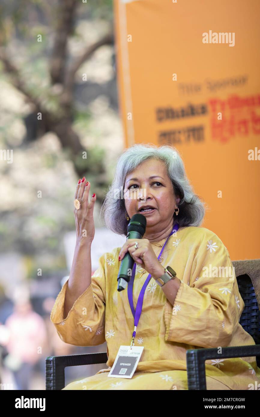 Dhaka, Bangladesh. 08th Jan, 2023. Marina Mahathir (Datin Paduka Marina binti Mahathir) delivers a speech during the Dhaka Lit Fest. The four-day-long Dhaka Lit Fest, which brought together a diverse mix of the world's best writers, filmmakers, musicians, and artists, ended with a reaffirmation of its commitment to promote Bangladeshi culture, literature, and arts at the Bangla Academy on Sunday. This festival officially concluded with a recitation, dance performance, and music performances. Credit: SOPA Images Limited/Alamy Live News Stock Photo