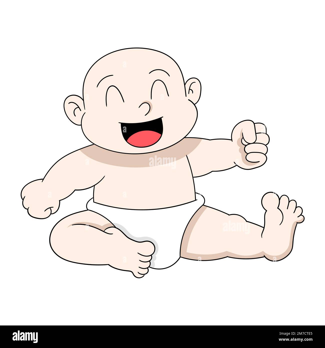 baby boy is sitting happy laughing off relieved. vector design illustration art Stock Vector