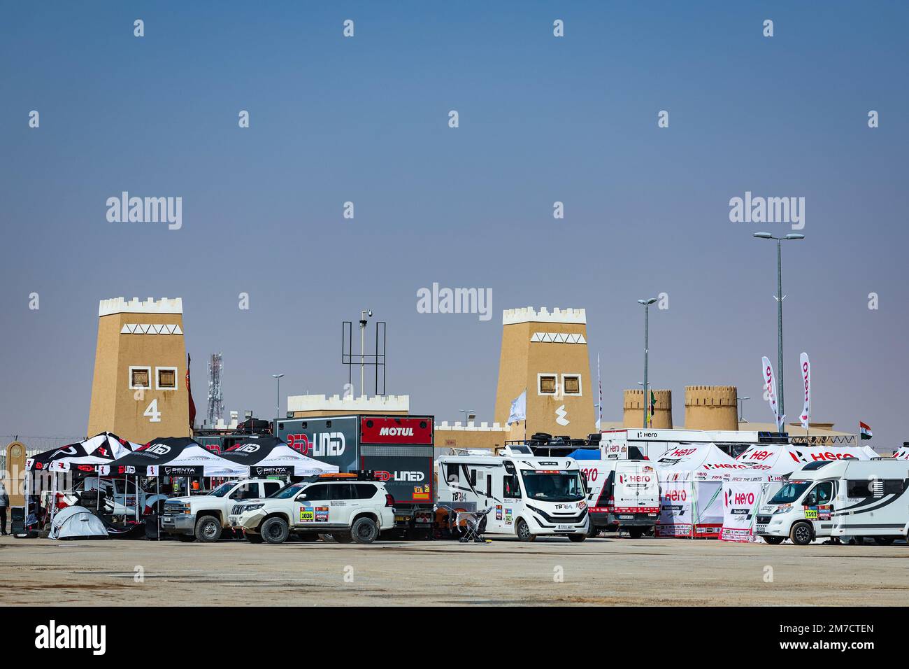 Hero bivouac camp during the Rest Day of the Dakar 2023 in Riyadh, on