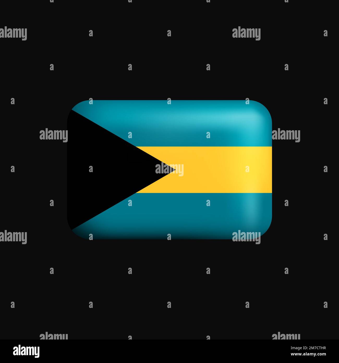The Bahamas Flag 3D Icon. National Flag of The Bahamas. Vector