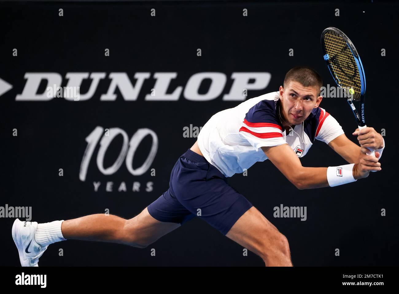 Adelaide, Australia, 9 January, 2023. Alexei Popyrin of Australia hits