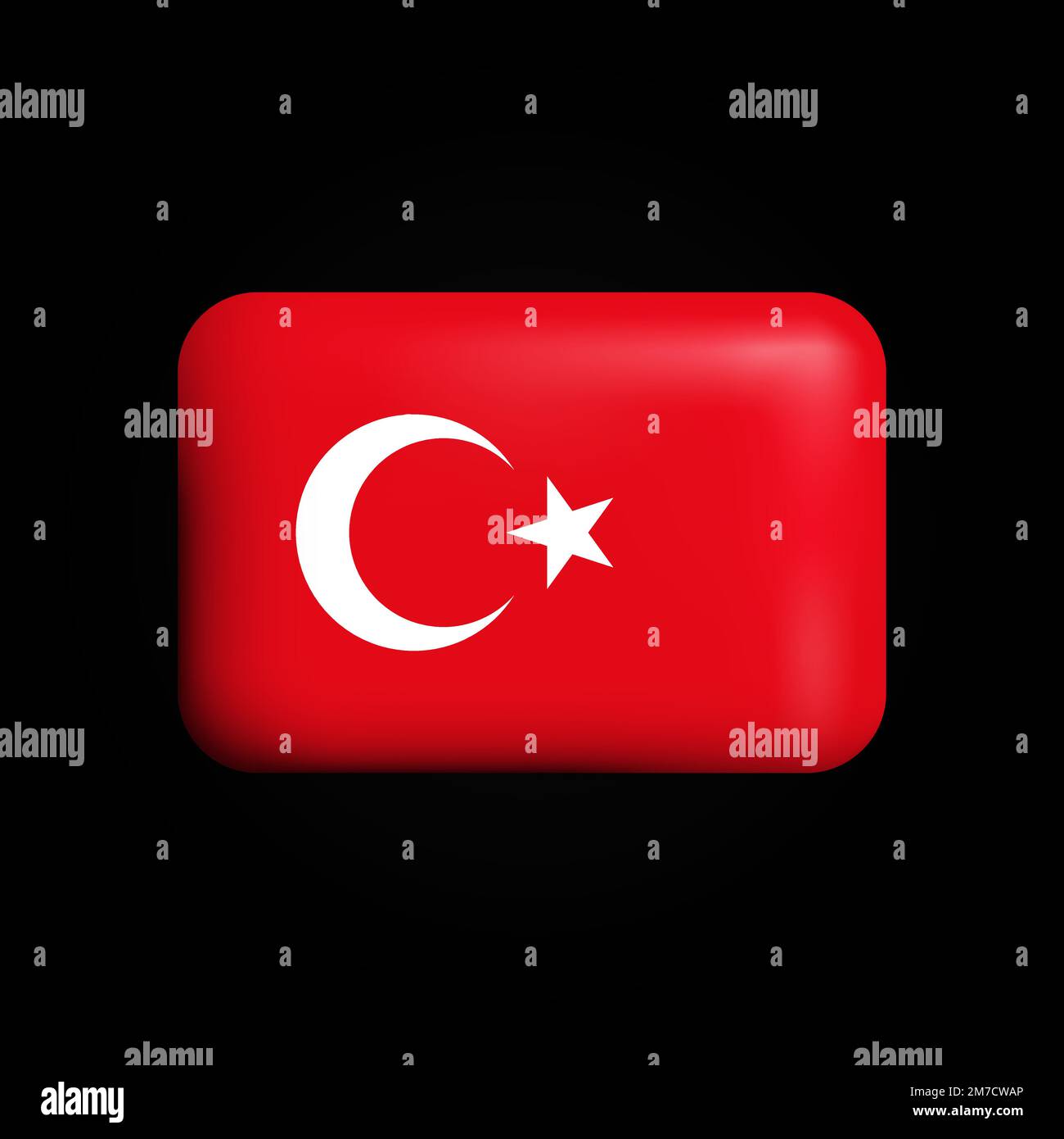 Turkey Flag 3D Icon. National Flag of Turkey. Vector illustration Stock Vector