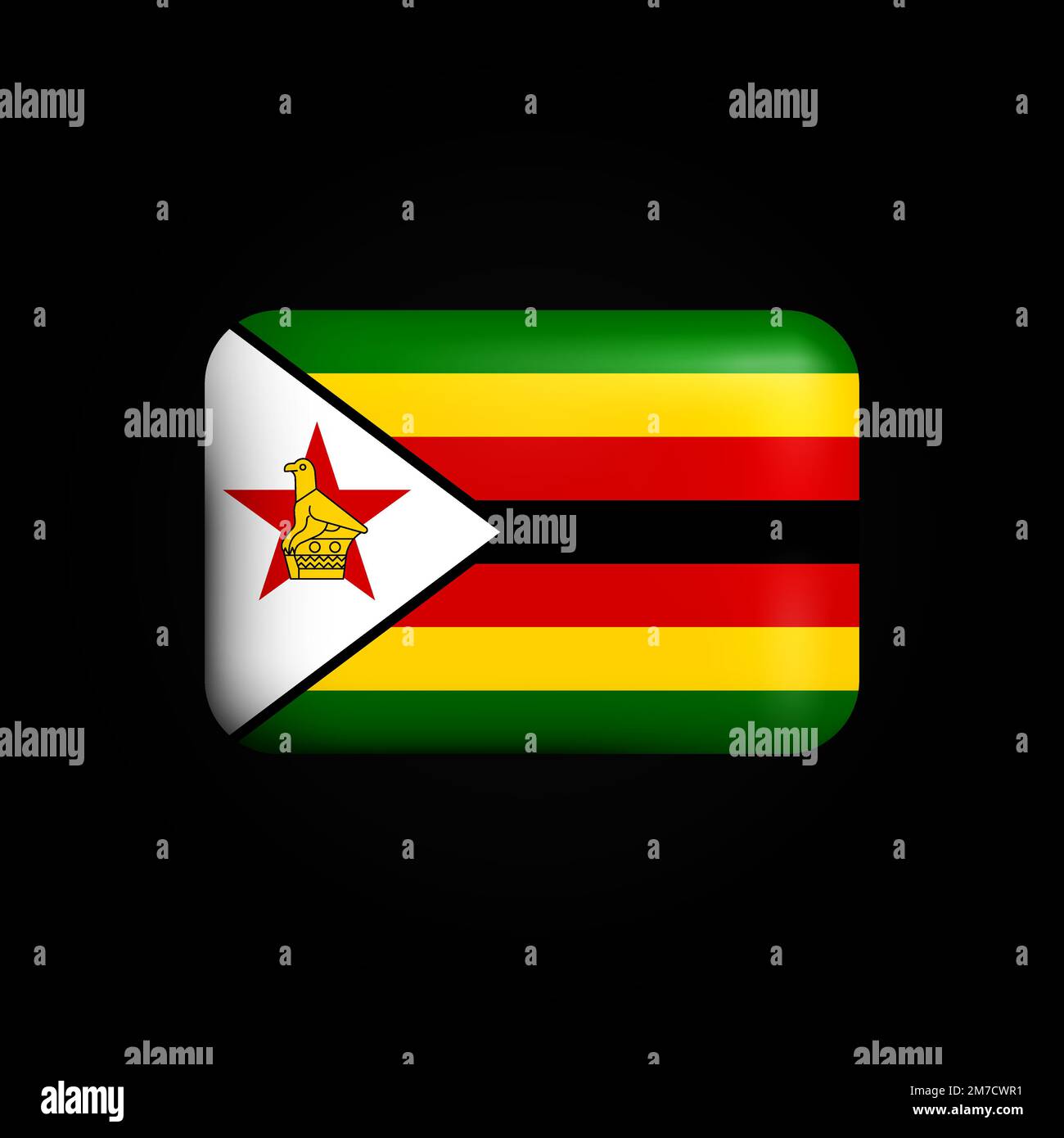 Zimbabwe Flag 3D Icon. National Flag of Zimbabwe. Vector illustration