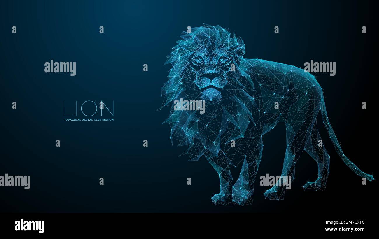 Lion. Technology Digital Polygon Vector on Dark Background Stock Vector  Image & Art - Alamy
