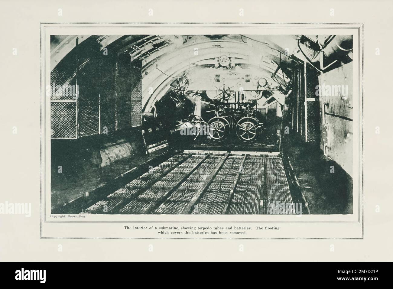 Interior of a Submarine from the book The story of the great war; the complete historical records of events to date DIPLOMATIC AND STATE PAPERS by Reynolds, Francis Joseph, 1867-1937; Churchill, Allen Leon; Miller, Francis Trevelyan, 1877-1959; Wood, Leonard, 1860-1927; Knight, Austin Melvin, 1854-1927; Palmer, Frederick, 1873-1958; Simonds, Frank Herbert, 1878-; Ruhl, Arthur Brown, 1876-  Volume III Published 1916 Stock Photo
